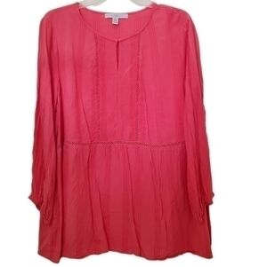 Fever Women's Coral Gauze Top with Ladder Lace‎ Details